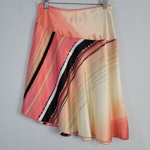 Wrapper satin striped asymmetrical pull-on skirt size M pink black Y2K 90s party